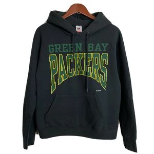 Vintage 1994 Green Bay Packers Hoodie Sweatshirt Arch Logo Black Medium